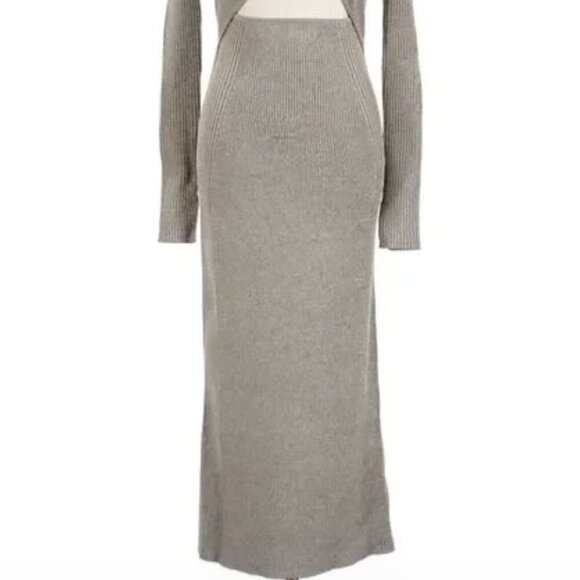Jonathan Simkhai Danika Cut Out Midi Dress Ribbed Knit in Nougat M NWT $498 - Picture 3 of 7